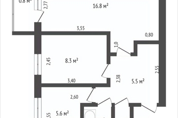 2-к квартира, 40 м², 2/5 эт.