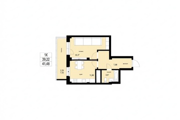 1-к квартира, 41,6 м², 8/19 эт.